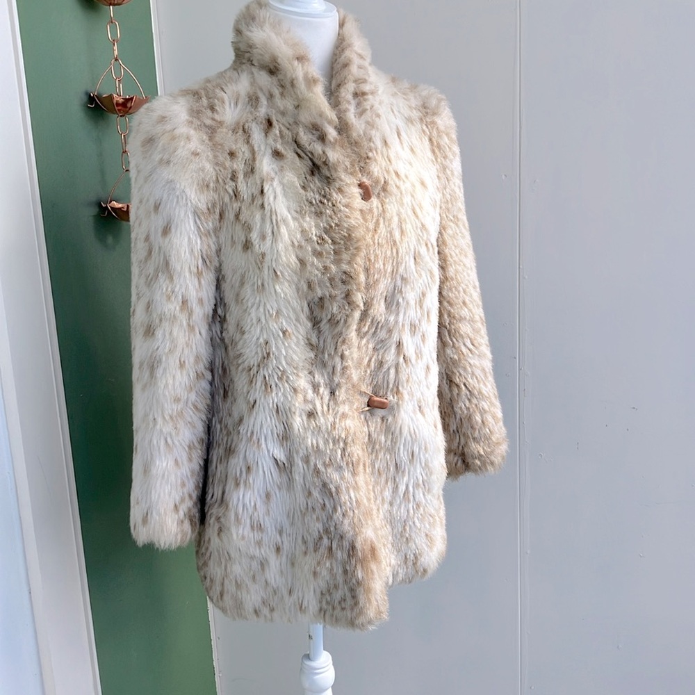 Vintage 70s 80s Spotted Animal Print Faux Fur Jacket